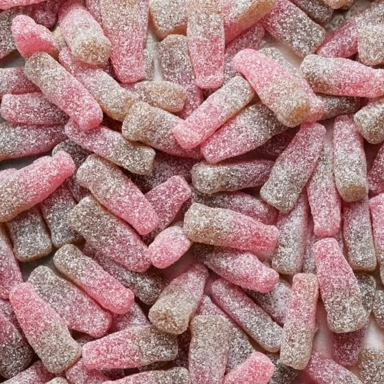 Fizzy Cherry Cola Bottles - Cherry and cola flavour gums with a sour coating