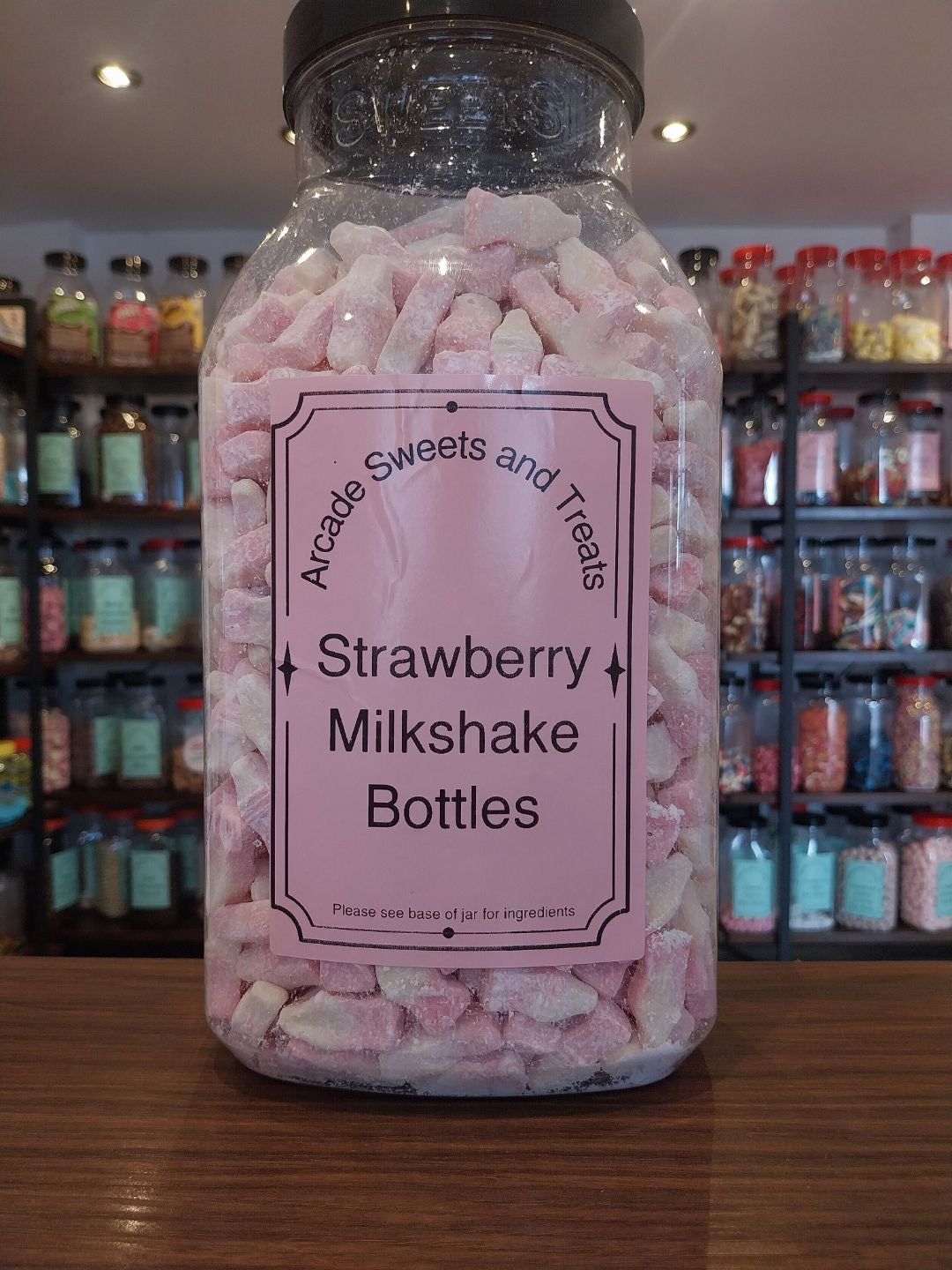 Strawberry Milkshake Gums - Strawberry flavour milk bottle shaped gums