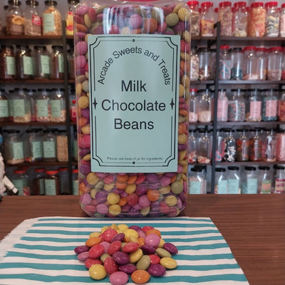 Milk Chocolate Beans - Multicoloured milk chocolate beans with a candy shell