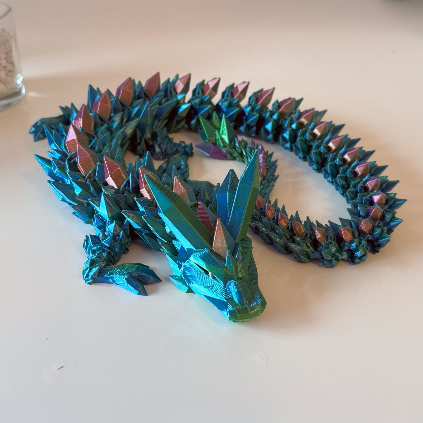 Articulated Crystal Dragon - 3D Printed Flexible Dragon - Dual/Tri-Colour Variations - Flexible Fidget