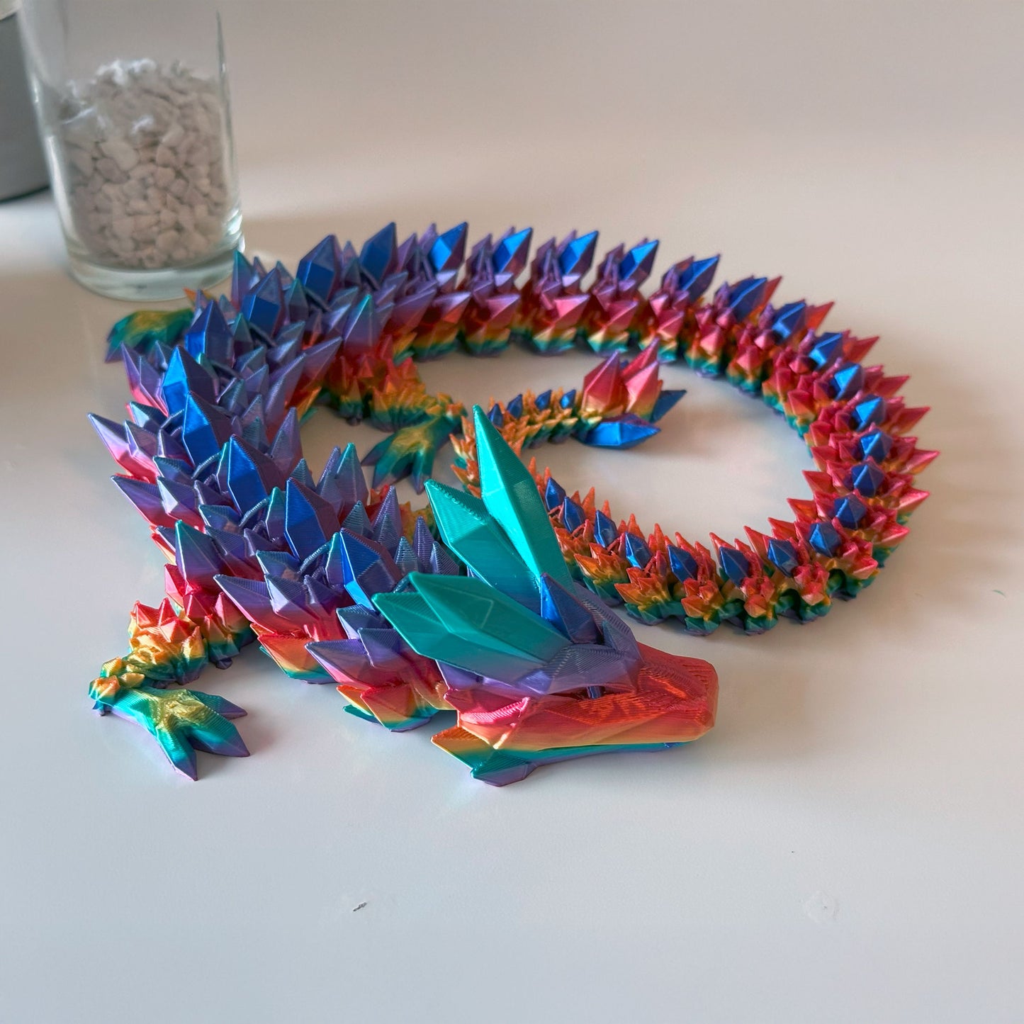Articulated Crystal Dragon - 3D Printed Flexible Dragon - Dual/Tri-Colour Variations - Flexible Fidget