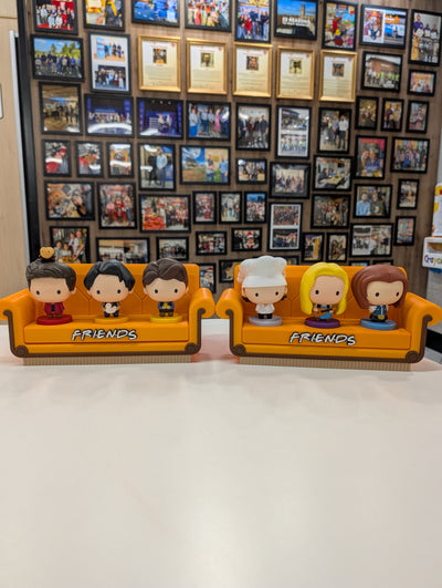 Friends Central Perk Orange Sofa Display Stand for McDonald's Adult Happy Meal Toy set.
