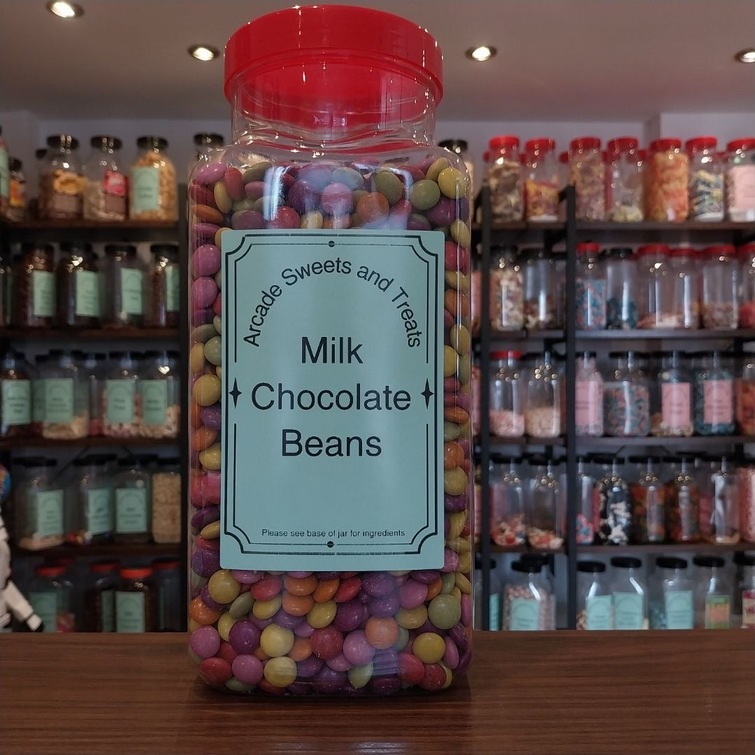 Milk Chocolate Beans - Multicoloured milk chocolate beans with a candy shell